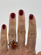 Z333 Prachtige zilveren ring barnsteen (verstelbaar), Sieraden, Tassen en Uiterlijk, Ringen, Ophalen of Verzenden, X, Met edelsteen