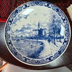 Delfts Blauw bord Wintertafereel 40 cm doorsnede, Antiek en Kunst, Ophalen