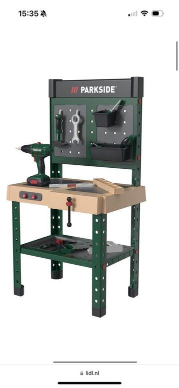Werktafel speelgoed Parkside amper mee gespeeld beschikbaar voor biedingen
