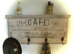 Brocante gesleten kapstok/landelijk/handbeschilderd/cafe, Wandkapstok, Ophalen of Verzenden, Zo goed als nieuw, Minder dan 100 cm
