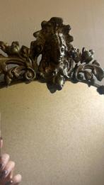 Ovale Franse Art Deco Spiegel in Messing  jaren 60 70*, Antiek en Kunst, Antiek | Spiegels, Ophalen, Ovaal, Minder dan 50 cm, Minder dan 100 cm