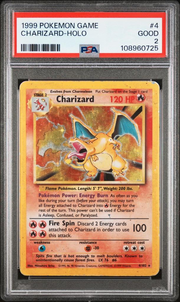 Charizard Base Set Holo PSA 2 (1999), Hobby en Vrije tijd, Verzamelkaartspellen | Pokémon, Zo goed als nieuw, Ophalen of Verzenden