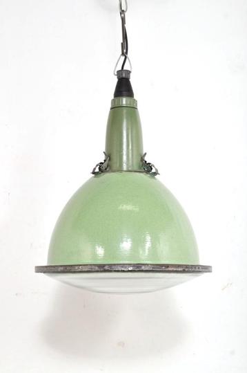 Vintage emaille lampen fabriekslamp bol glas jaren 50 beschikbaar voor biedingen