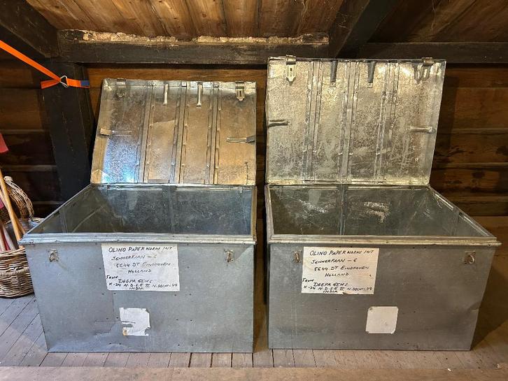 Vintage metalen Opbergkist/Transportkist prijs per stuk!, Huis en Inrichting, Woonaccessoires | Kisten, Gebruikt, 50 tot 75 cm