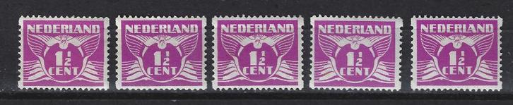 Roltanding 59 ong x 5 Ook port luchtpost dienst voor 10% CW, Postzegels en Munten, Postzegels | Nederland, Postfris, T/m 1940