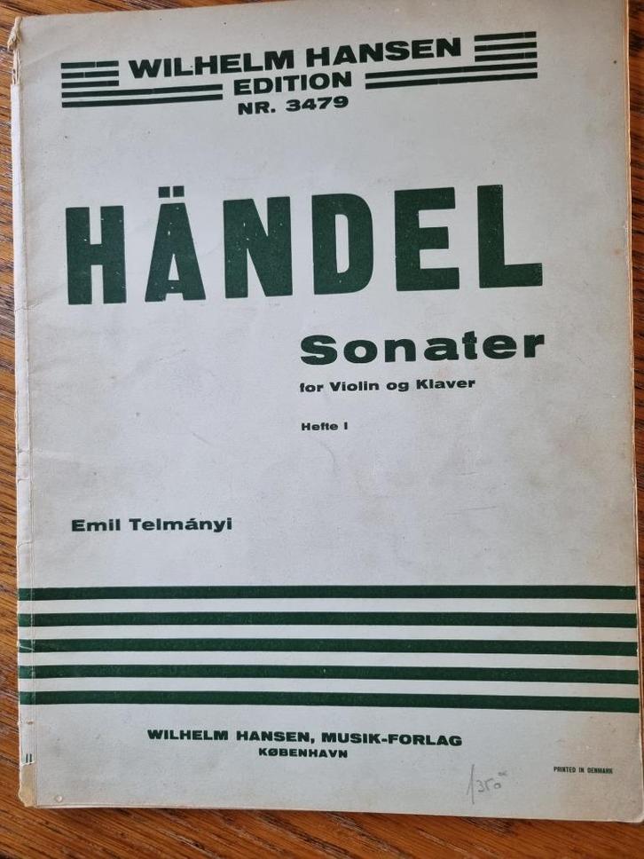 Handel: Sonater for Violin und Klavier Hefte 1, Muziek en Instrumenten, Bladmuziek, Gebruikt, Les of Cursus, Klassiek, Viool of Altviool