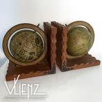Twee vintage boekensteunen met wereldbollen, Gebruikt, -, -, Ophalen of Verzenden
