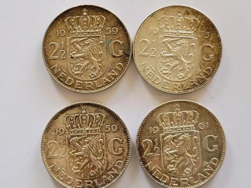 Vier DAALDERS - 2,5 Gulden MUNTEN 1959, 1961 en 1966, Postzegels en Munten, Munten | Nederland, Losse munt, 2½ gulden, Koningin Beatrix