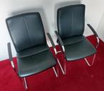 6x Leren Eetkamerstoelen Vergaderstoelen, Ophalen, Gebruikt, Zwart, Metaal