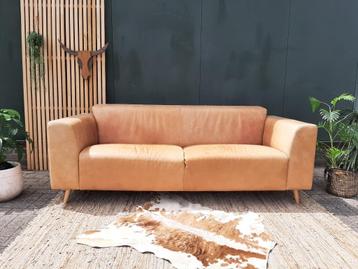 Stoere leren bank – Mountain Alp 2,5-zits lichte camel kleur beschikbaar voor biedingen