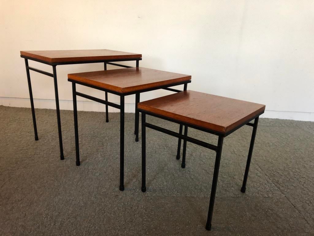 Vintage mimiset, bijzettafeltjes, Ophalen, Gebruikt, Teakhout, Minder dan 50 cm