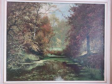 Bos landschap Herfst olieverf op doek, door Frans Baaijens beschikbaar voor biedingen