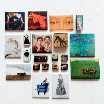20x koelkastmagneet poppenhuis kunst Rembrandt Monet Pompeii beschikbaar voor biedingen