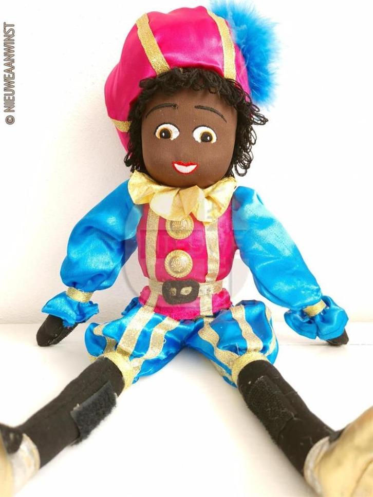 Authentieke etalage zwarte Piet pop - 45cm, lichtblauw/roze, Diversen, Sinterklaas, Zo goed als nieuw, Verzenden