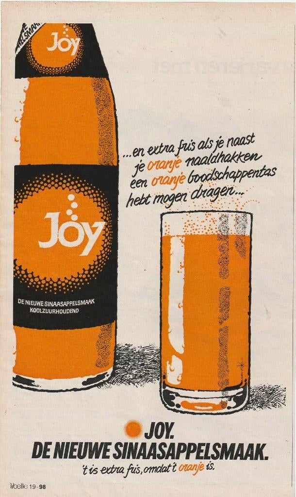 retro reclame 1982 Joy frisdrank fris omdat het oranje is, Verzenden, Overige typen