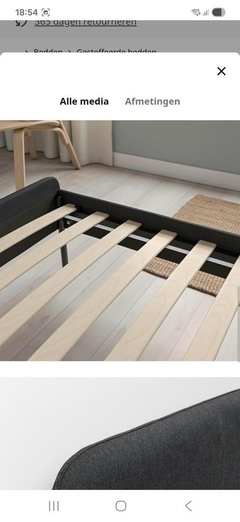 Stijlvol bedframe - lattenbodem ikea slattum, Huis en Inrichting, Slaapkamer | Bedden, Zo goed als nieuw, Twijfelaar, 140 cm, 200 cm