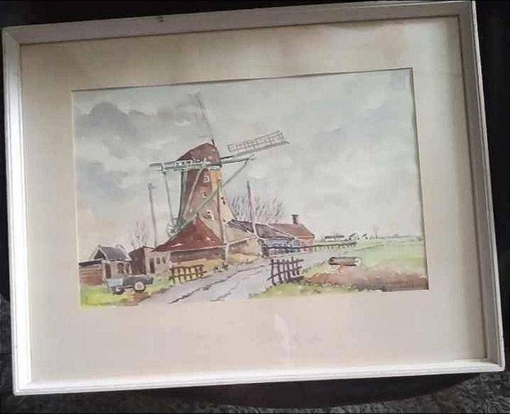 Aquarel Aarlanderveen uit 1972, Antiek en Kunst, Kunst | Schilderijen | Klassiek, Ophalen of Verzenden