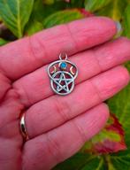 Zilveren Maanpentakel-hanger met goud en Labradoriet, Ophalen of Verzenden, Zo goed als nieuw, Goud, Overige merken