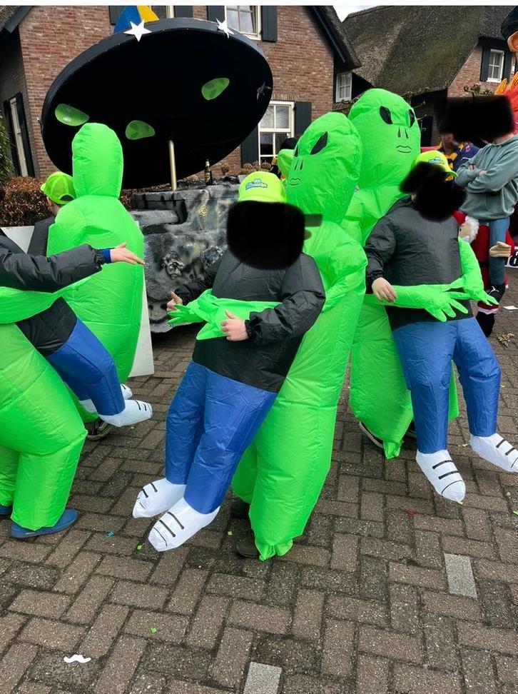 1x Opblaasbaar Alien Kostuum Kinder Carnaval, Kinderen en Baby's, Carnavalskleding en Verkleedspullen, Zo goed als nieuw, Jongen of Meisje