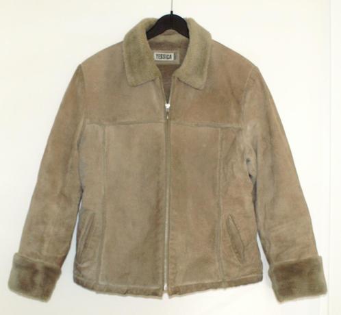 Suède Jasje, Kleding | Dames, Jasjes, Kostuums en Pakken, Zo goed als nieuw, Jasje, Maat 42/44 (L), Beige, Ophalen of Verzenden