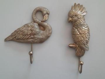 Wandhaak flamingo - kaketoe . goudkleur beschikbaar voor biedingen