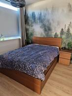 Ikea Malm bed + 2 opberglade +2 nachtkastjes + 2 lattenbodem, Huis en Inrichting, Slaapkamer | Bedden, Ophalen, Gebruikt, Bruin