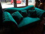 Heerlijke velvet sofa en fauteuil. Smaragdgroen, Ophalen, 150 tot 200 cm, Driepersoons, 75 tot 100 cm