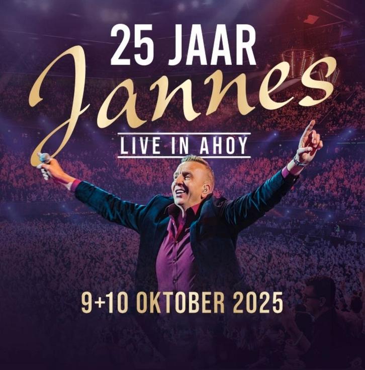 4 x Jannes 25 Jaar Live in Ahoy kaarten, Tickets en Kaartjes, Concerten | Pop, Twee personen, Oktober