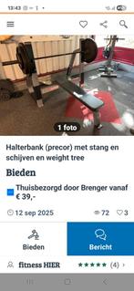 Precor halterbank uit sportschool, Sport en Fitness, Ophalen, Krachtstation, Rug, Zo goed als nieuw