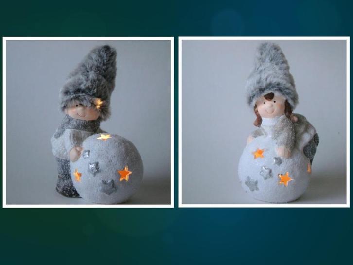 Poppetje met sneeuwbal klein met led p/st., Huis en Inrichting, Woonaccessoires | Overige, Nieuw, Ophalen of Verzenden