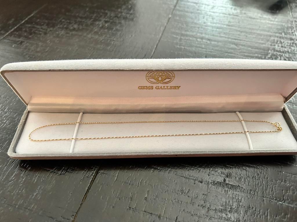 Nieuwe 18 kt goud, fijne ketting, 41 cm, met certificaat, Ophalen of Verzenden, Nieuw, Goud, Goud