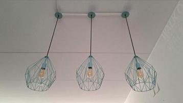 Set van 3 mintgroene hanglampen voor boven eethoek. beschikbaar voor biedingen