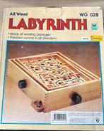 Houten Labyrinth / Doolhof spel in doos, Een of twee spelers, Ophalen of Verzenden, Gebruikt, All wood