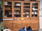 Grote houten buffetkast met glazen deuren, Ophalen, Gebruikt, 200 cm of meer, 200 cm of meer