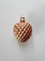 Vintage Jaren '90 Glazen Kerstbal Dennenappel - Goud Roze, Ophalen of Verzenden, Zo goed als nieuw