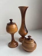 Houten decoratie setje - handgemaakt, Antiek en Kunst, Kunst | Beelden en Houtsnijwerken, Ophalen of Verzenden