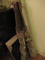 2 antieke HOUTEN ORNAMENTEN - grijs met BOIS DORÉ DRUIVEN, Antiek en Kunst, Ophalen
