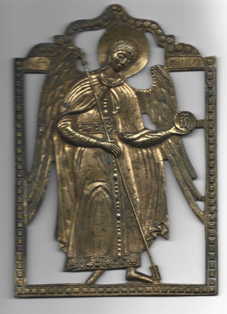 Icoon -H.Aartsengel Michael en H.Aartsengel Gabriel  -19e, Antiek en Kunst, Antiek | Religie, Verzenden