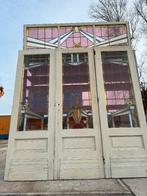 Openslaande deur met zijpanelen en bovenlicht glas in lood., Ophalen