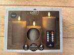 Elektrische kaarsen taupe met afstandsbediening, Kunststof, Bruin, Nieuw, Ophalen of Verzenden