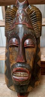 Beschilderd  Aziatisch houten masker afm 50x20, Antiek en Kunst, Ophalen of Verzenden