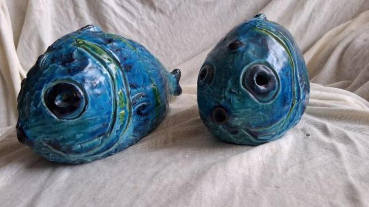 Rimini blue 2 vissen van Aldo Londi, Bitossi, Italië, Antiek en Kunst, Antiek | Keramiek en Aardewerk, Ophalen of Verzenden