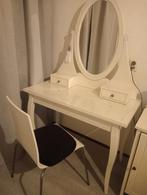 Witte Kaptafel met Spiegel en Stoel, Ophalen, 50 tot 100 cm, Zo goed als nieuw, Hout