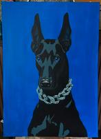 Chained Dobermann schilderij op canvas, Antiek en Kunst, Ophalen of Verzenden