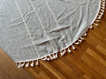 Rond tafelkleed lichtblauw katoen met kwastjes, 140 cm diam. beschikbaar voor biedingen