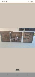 J-Line 3-luiks klok - Vliegtuig thema, Huis en Inrichting, Woonaccessoires | Klokken, Ophalen, Zo goed als nieuw, Analoog, Wandklok