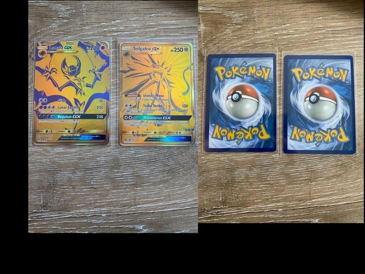 Lunala GX SM103a & Solgaleo GX SM104a, Hobby en Vrije tijd, Verzamelkaartspellen | Pokémon, Zo goed als nieuw, Meerdere kaarten