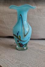 Blauw gevlamd  glazen vaasje, Antiek en Kunst, Antiek | Vazen, Ophalen of Verzenden