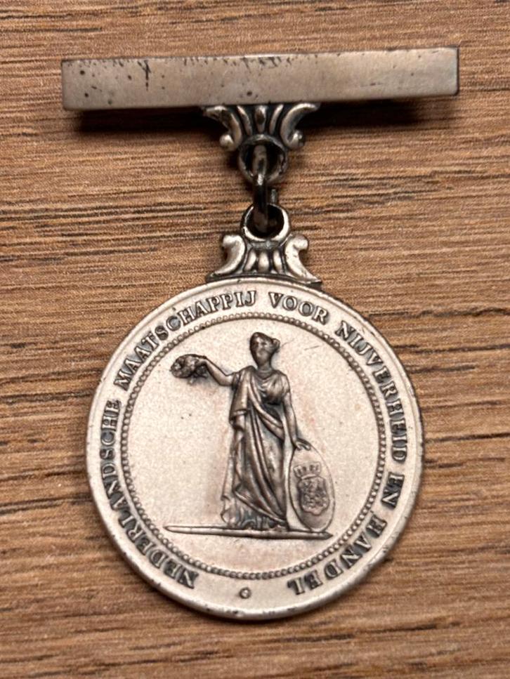 Zilveren Trouwe Dienst Speld voor Nijverheid Handel, Postzegels en Munten, Penningen en Medailles, Zilver, Ophalen of Verzenden