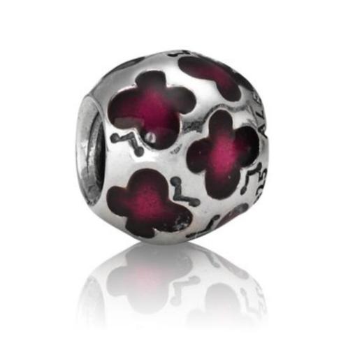 Pandora zilveren bedel met roze vlinders, Sieraden, Tassen en Uiterlijk, Bedels, Pandora, Zilver, 1 bedel, Ophalen of Verzenden